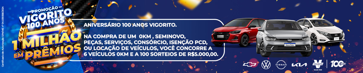 Promoção Vigorito 100 Anos: R$ 1 milhão em prêmios para você